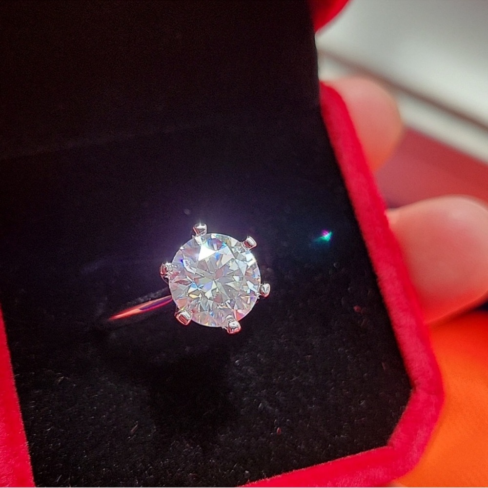 Solitaire Moisanite 4ct Women's Ring - Picture 3 of 12